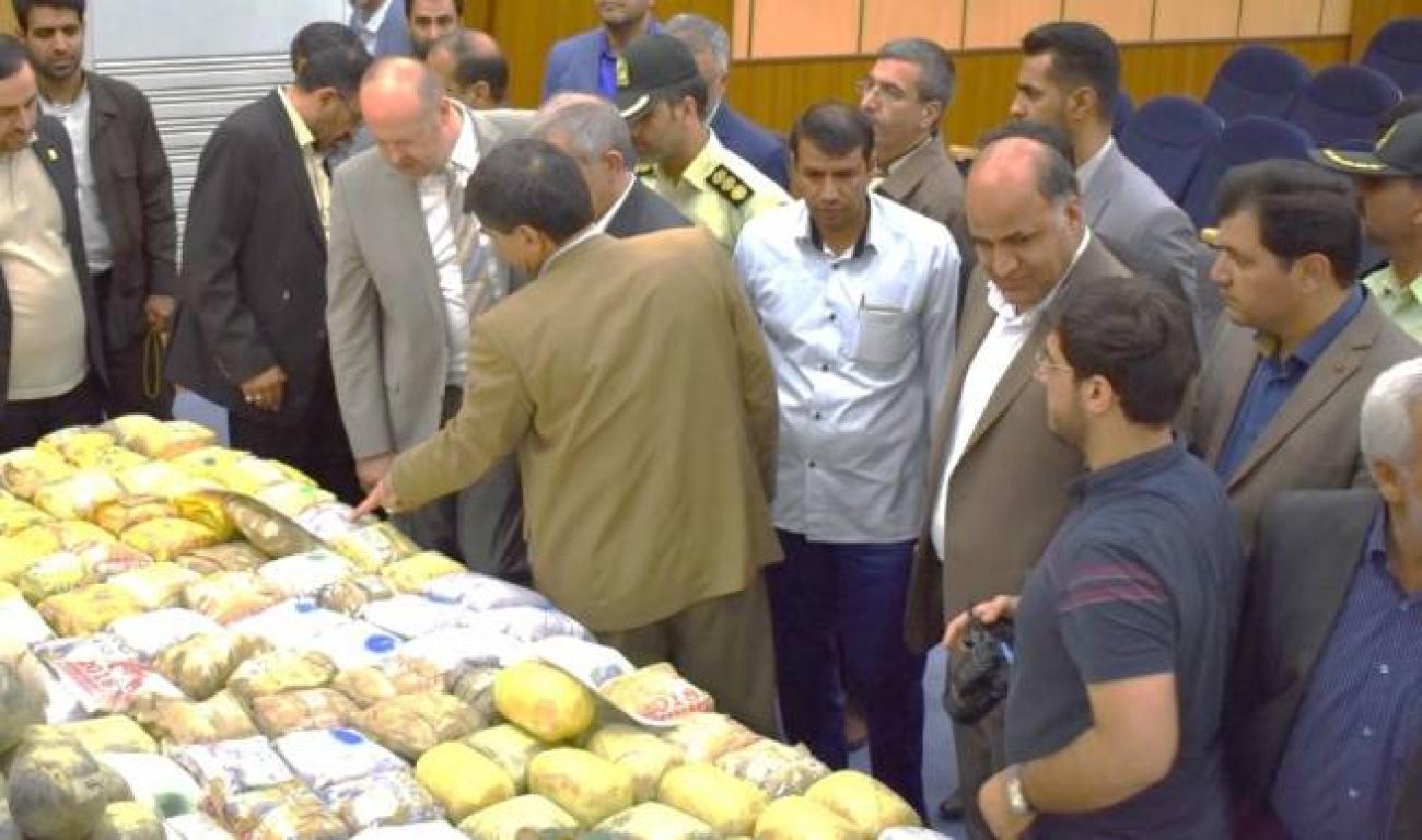 UNODC Iran Country Representative, Alexander Fedulov and Governor of Zabol visiting seized drugs exhibition