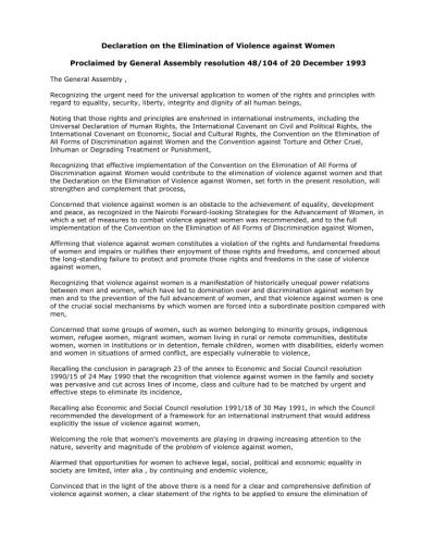 declaration on the protection of women and children in emergency and armed conflict
