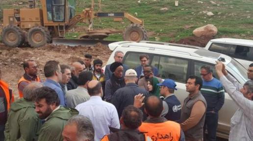 The UN Resident Coordinator Ms. Ugochi Daniels visiting a flood-hit area in the Lorestan Province (Southern Iran)